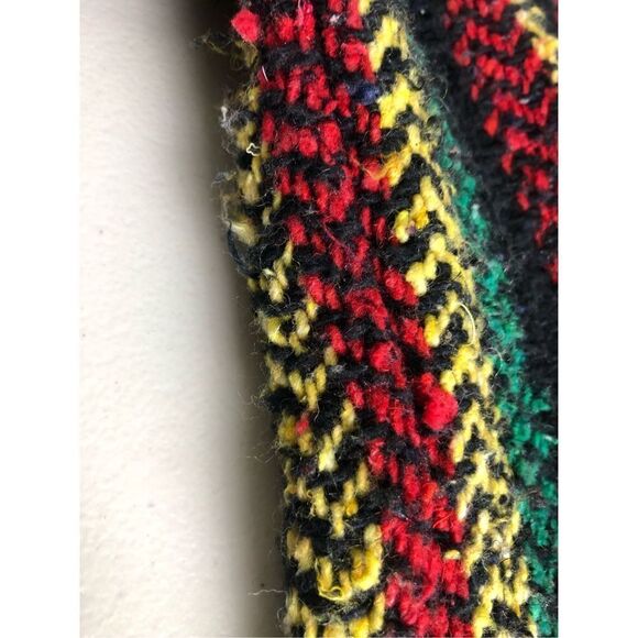 BAJA JOE Striped Hippie Boho Rasta Poncho Hoodie Size S Black Green,Red - Picture 14 of 15